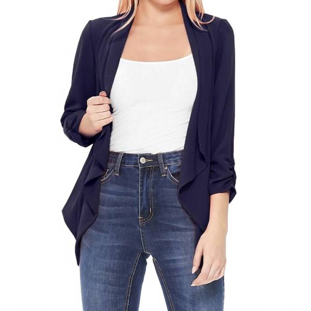 NEW MOA open front waist length blazer cardigan in navy